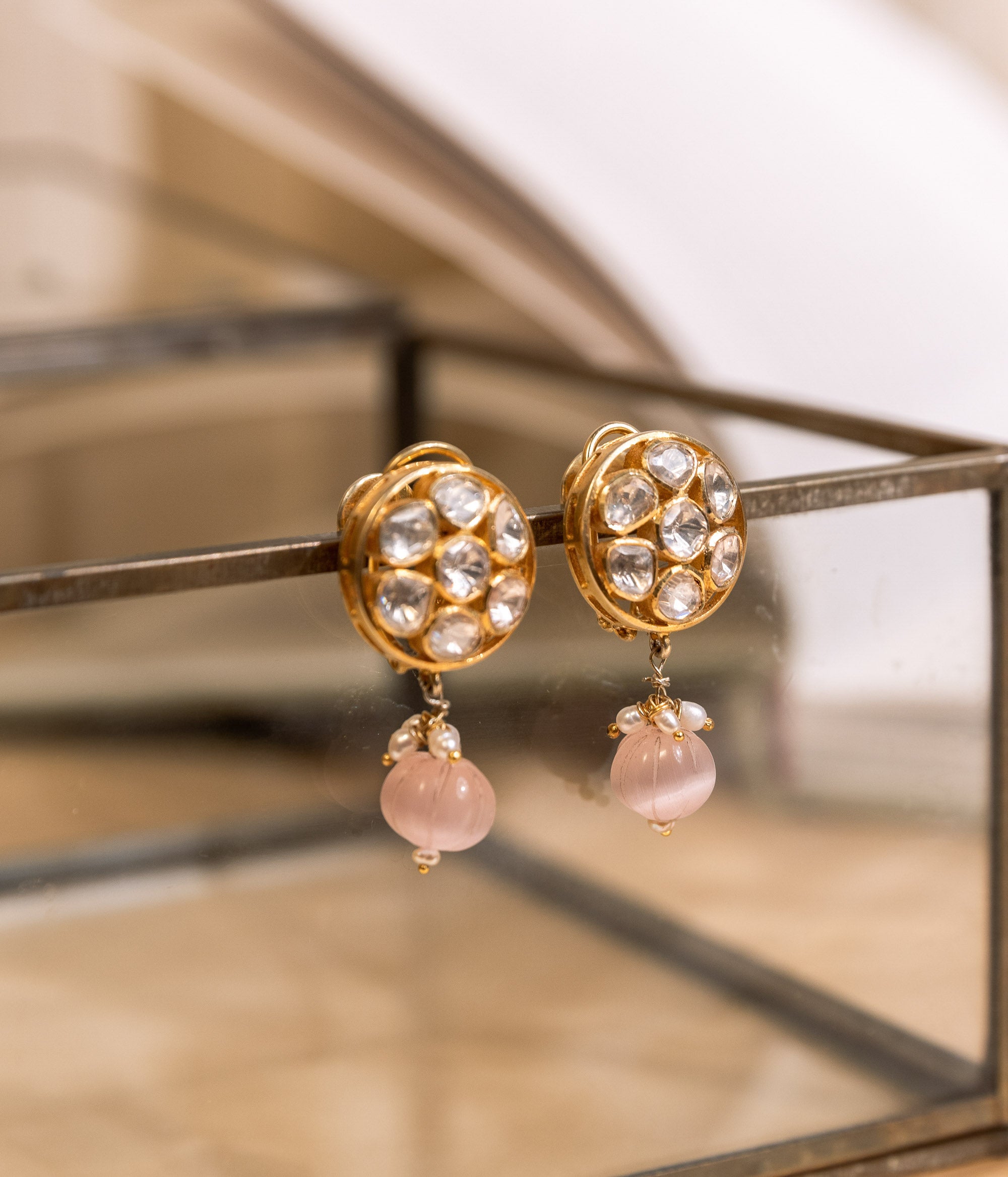 Sitara Polki Pearl Earrings