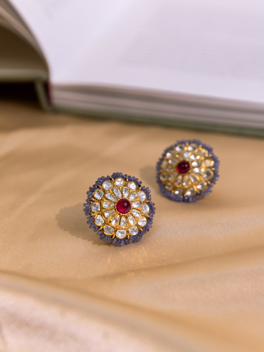 Sia Traditional Minimal Moissanite Red Stone Studs