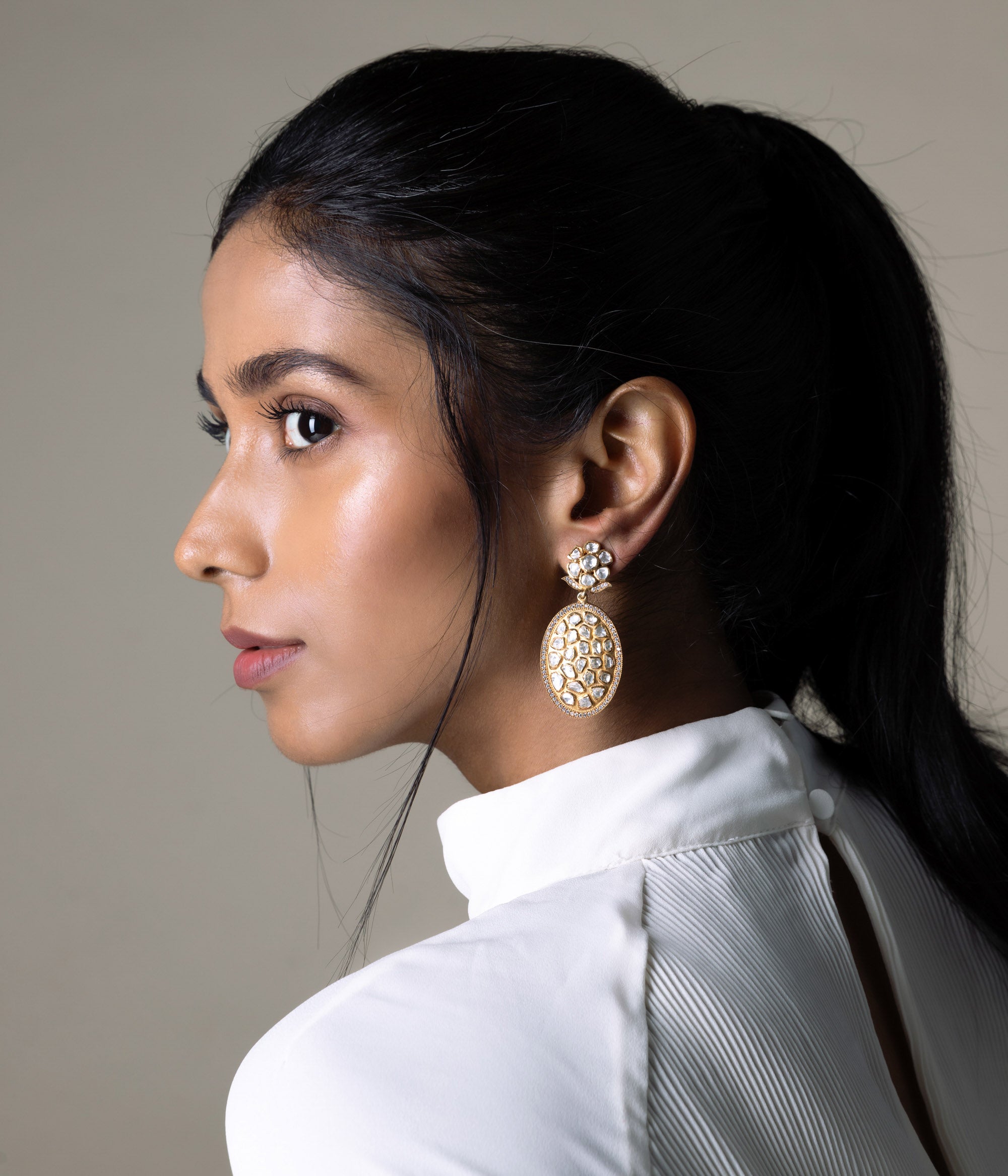 Karni Moissonite Gold Plated Silver Earrings