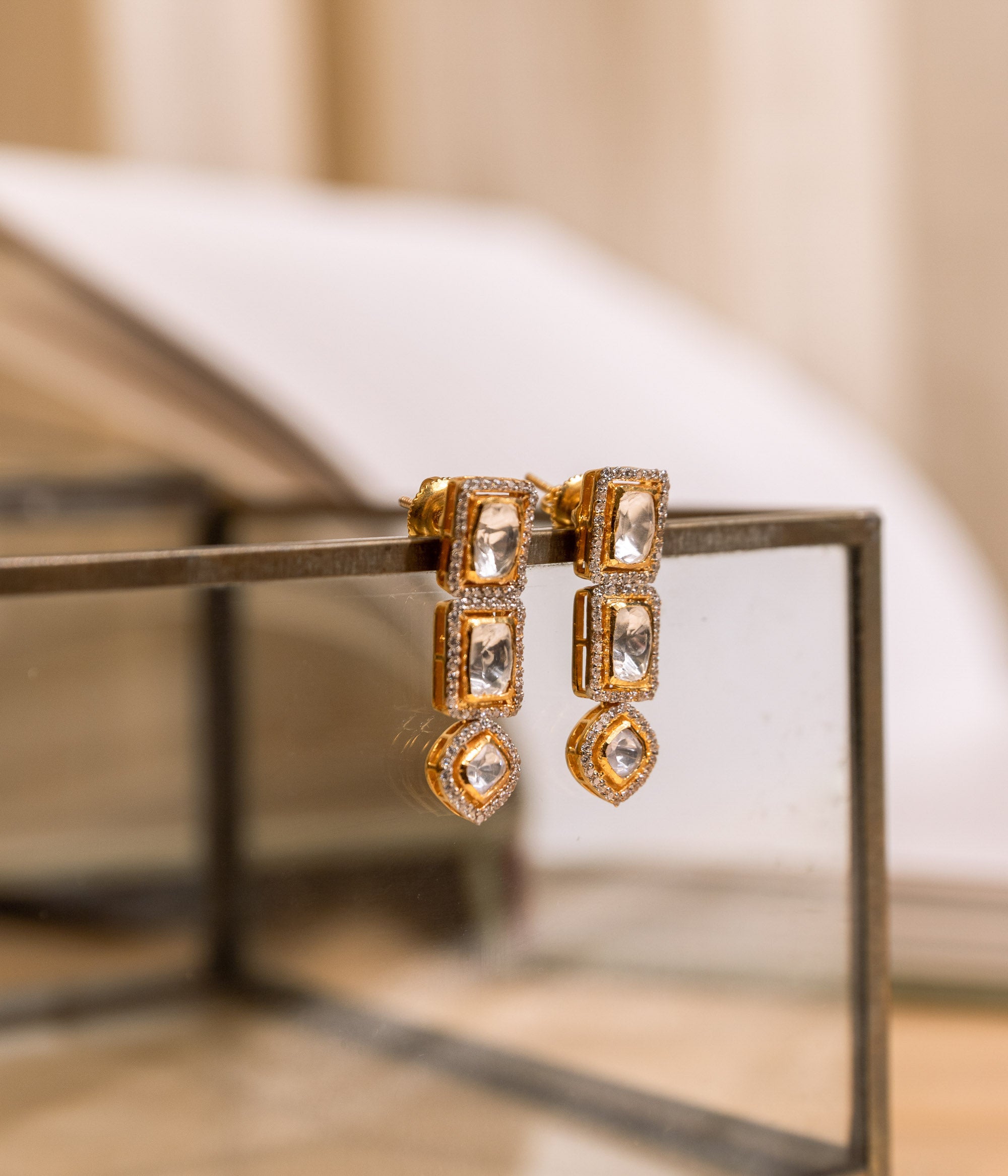 Premium Earrings – Mismatched Asymmetrical Gold Drip - VIEZ