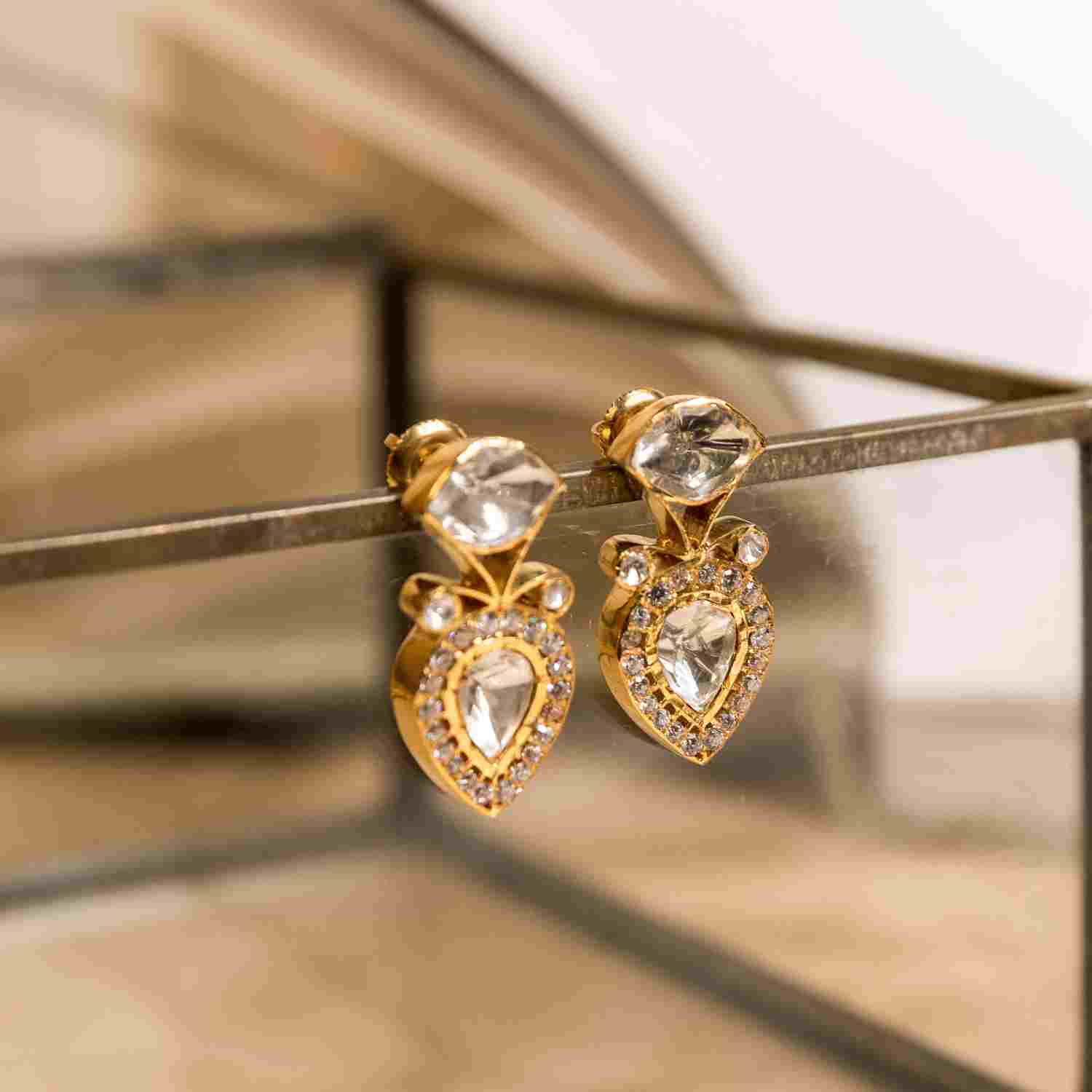92.5 Sterling Silver Suhani Radiant Moissanite Earrings Gold Plated