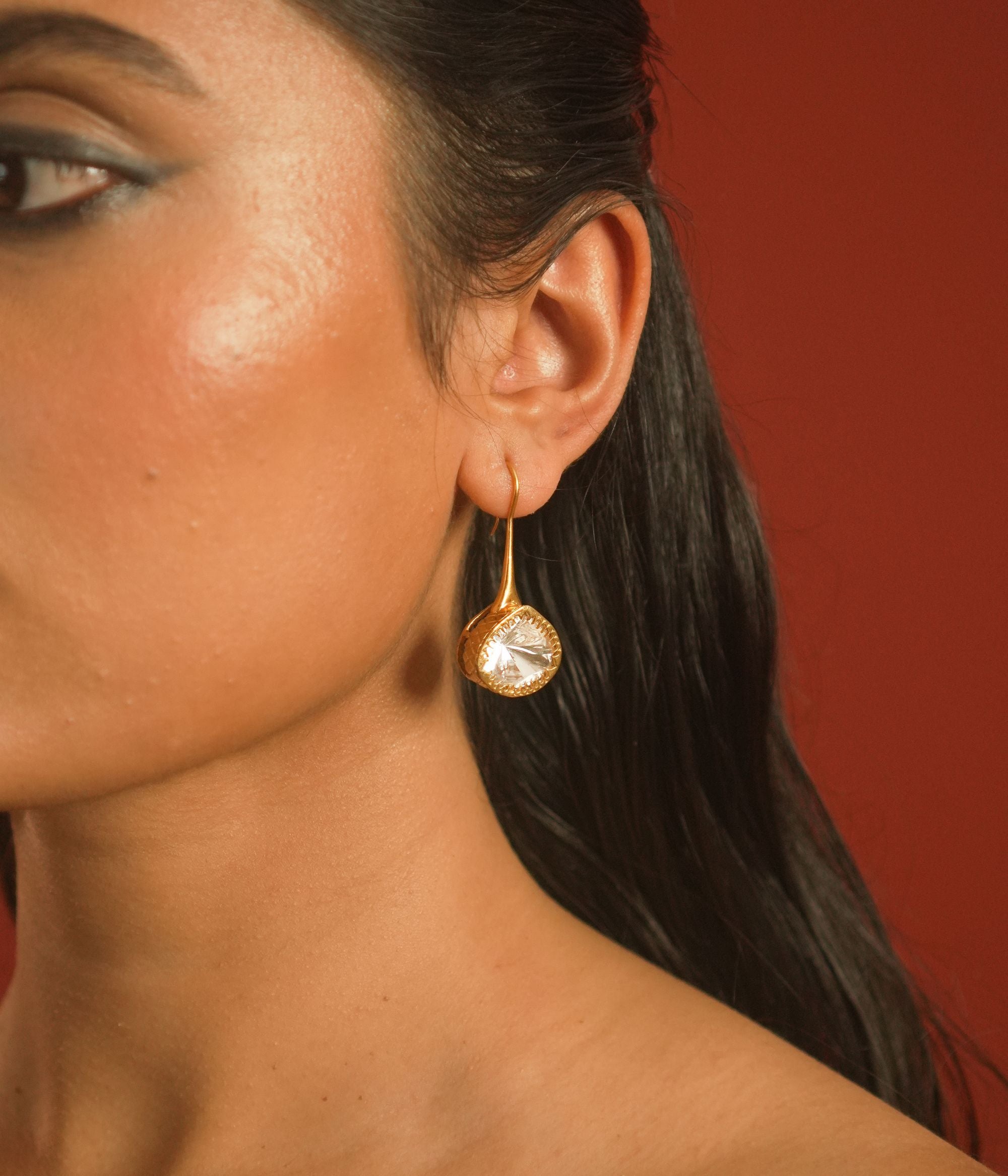 Moissanite polki Stud, uncut, stud 92.5 silver jewellery, HOOK