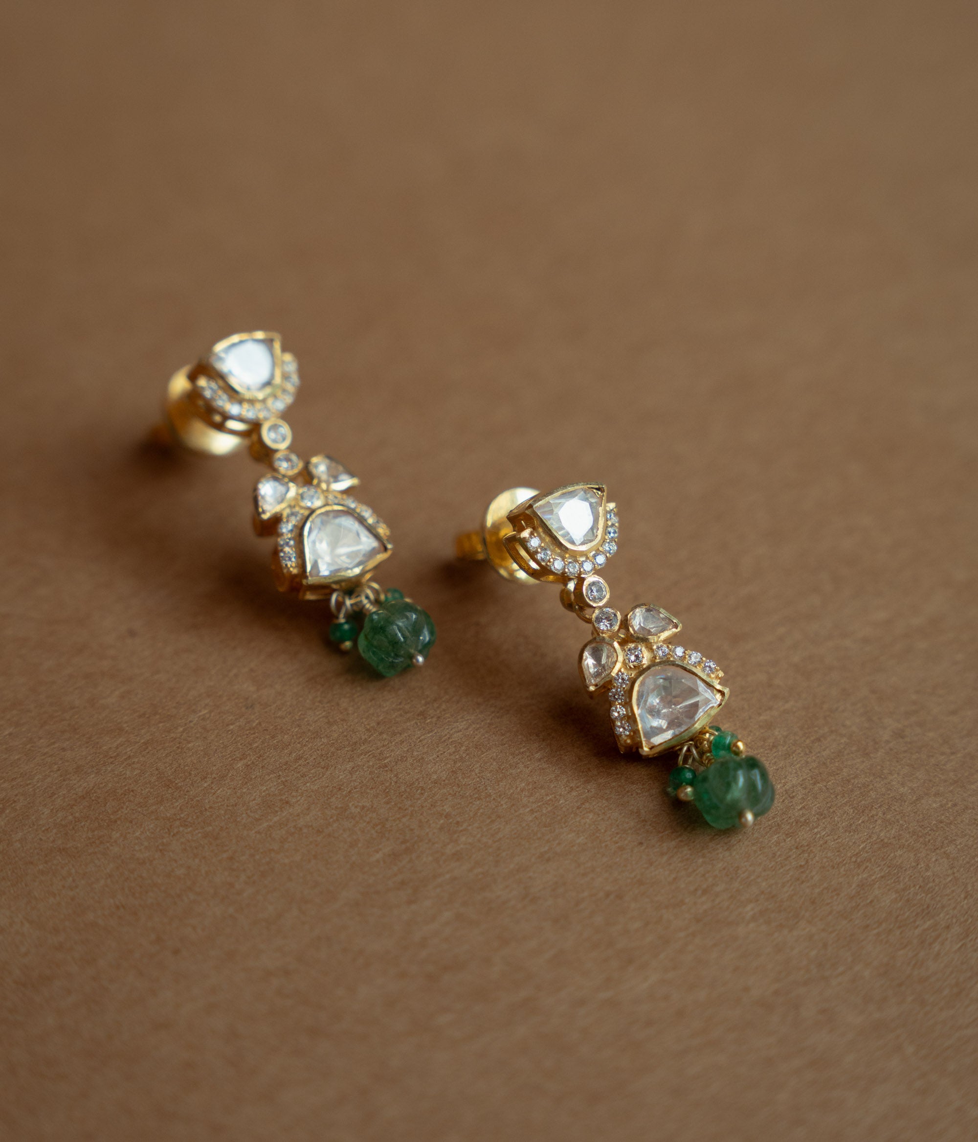 Stunning polki CZ bead earrings