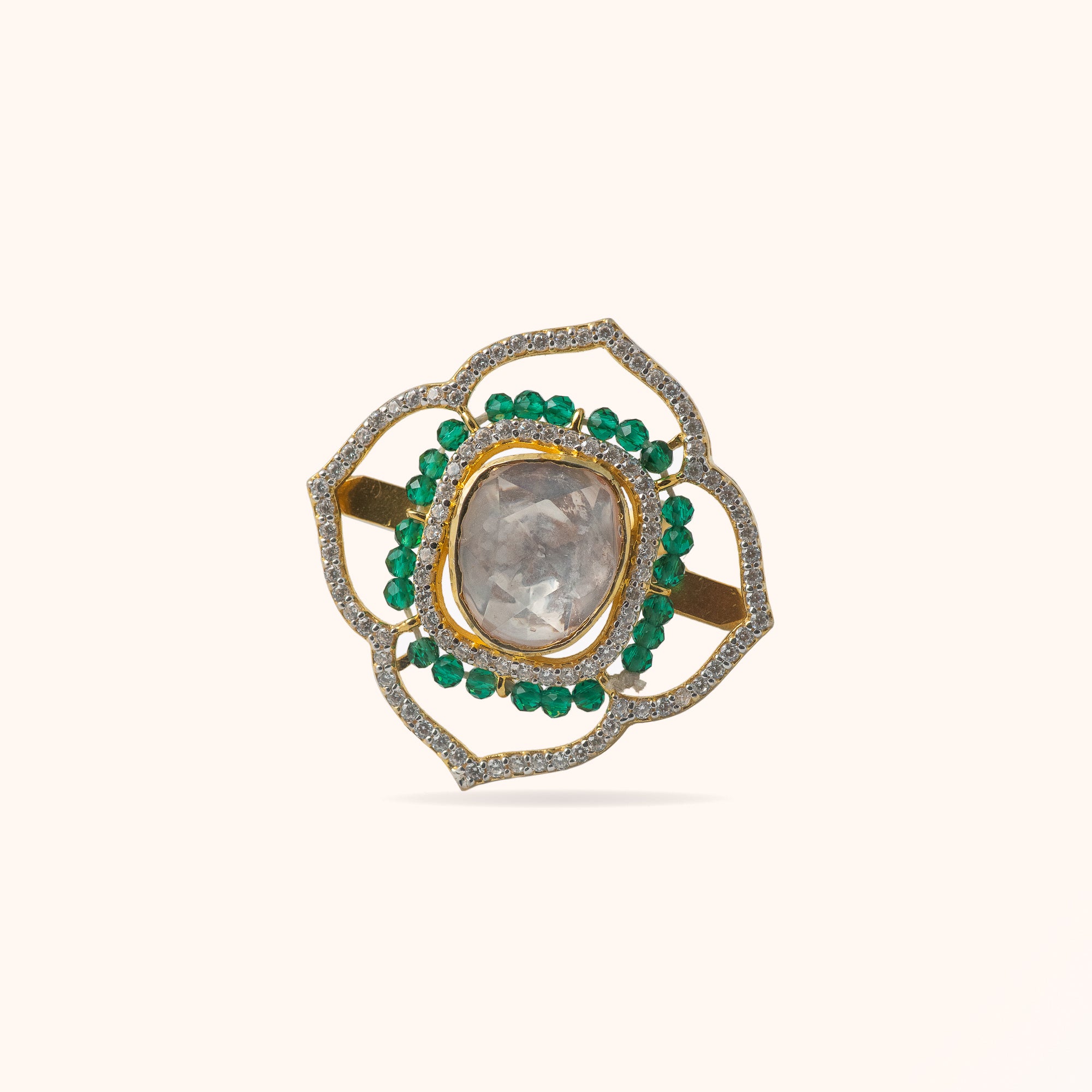 92.5 Sterling Silver Amodini Moissonite Gold Plated Silver Ring
