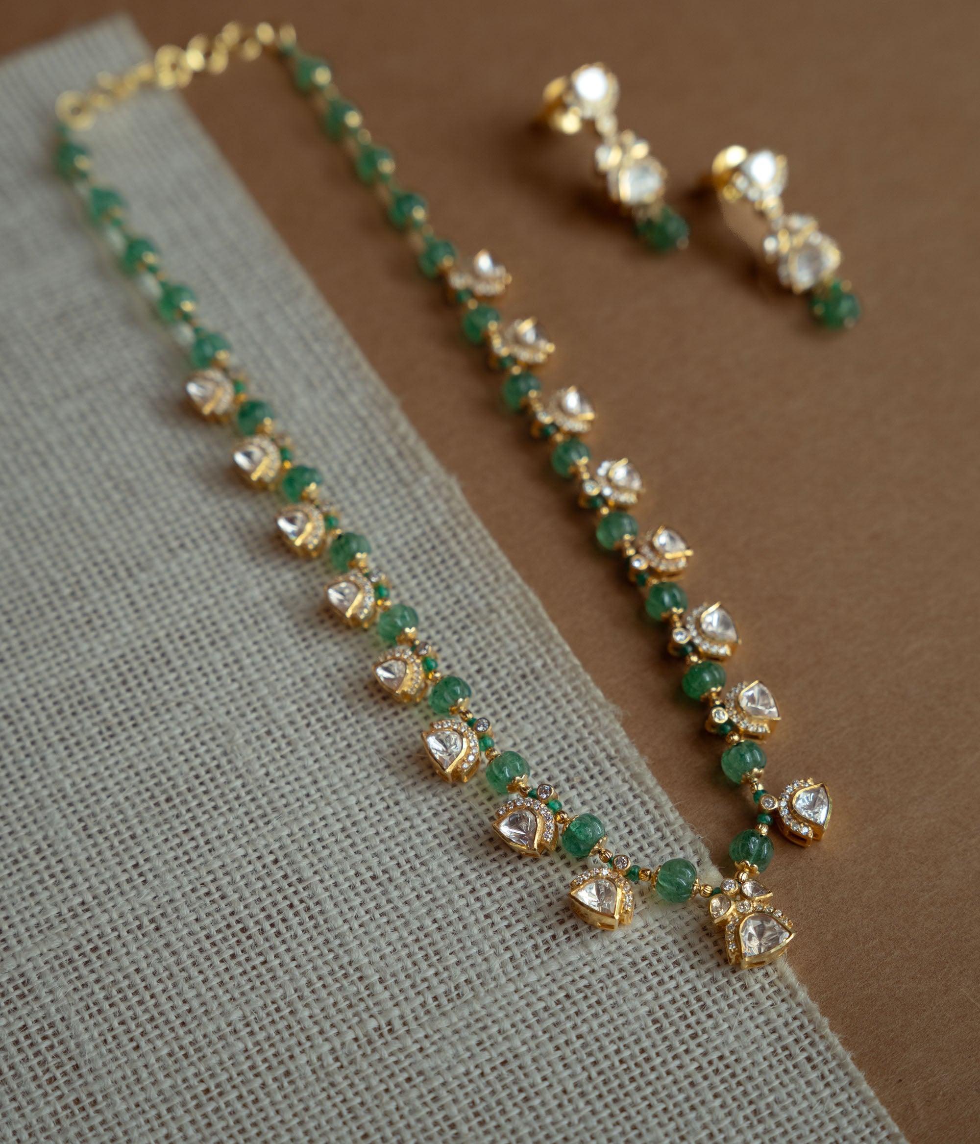 Polki, CZ, and bead elegant necklace