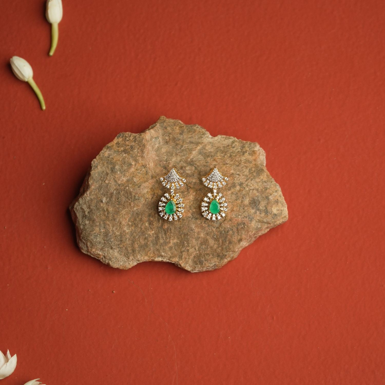 Woodland Whisper green stone earrings 925 silver handmade Chennai