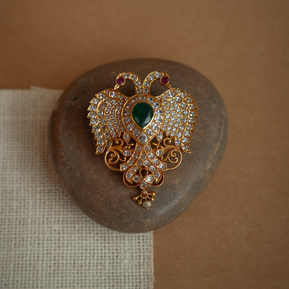 Green, red, Swarovski firefly pendant