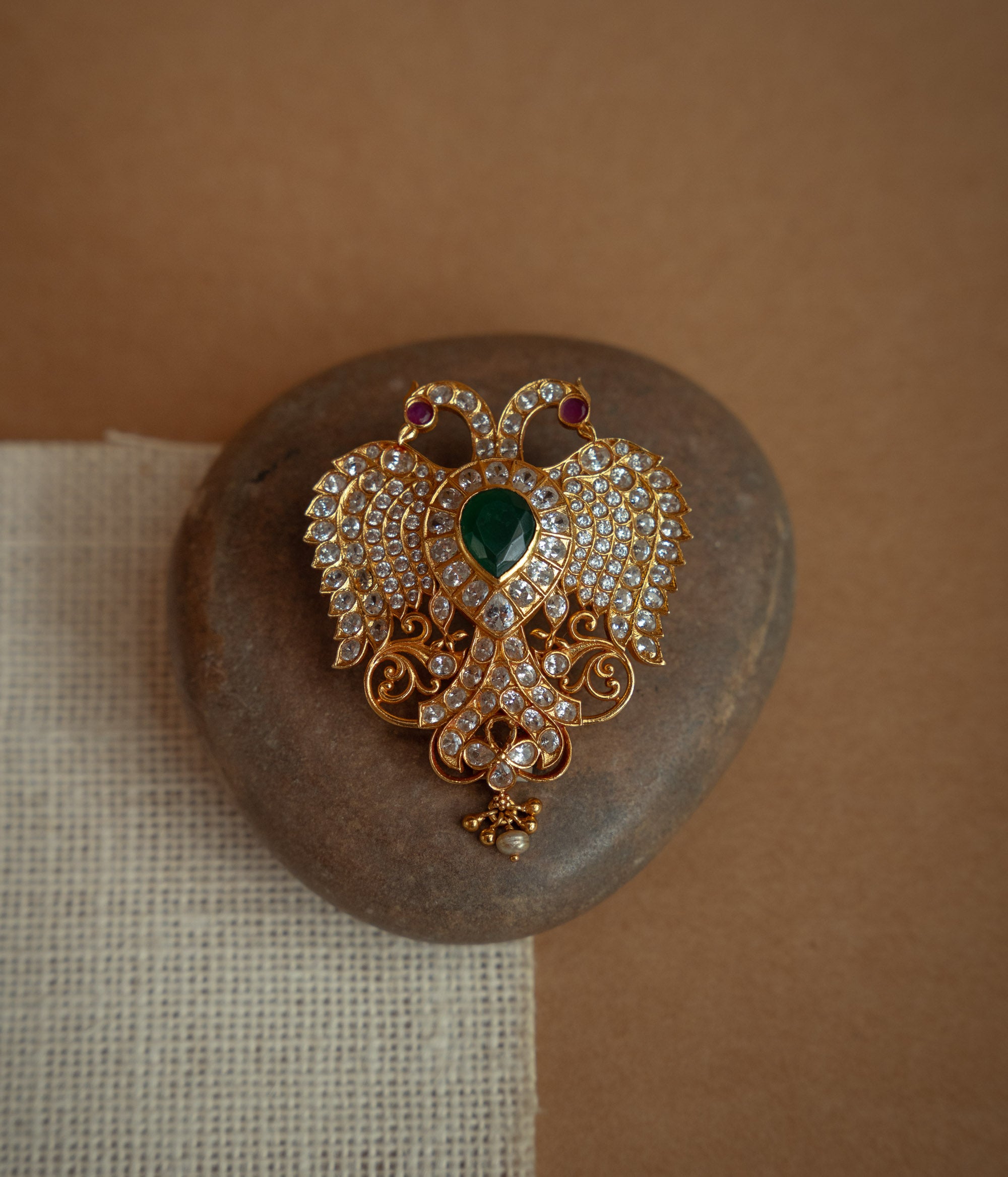 Green, red, Swarovski firefly pendant