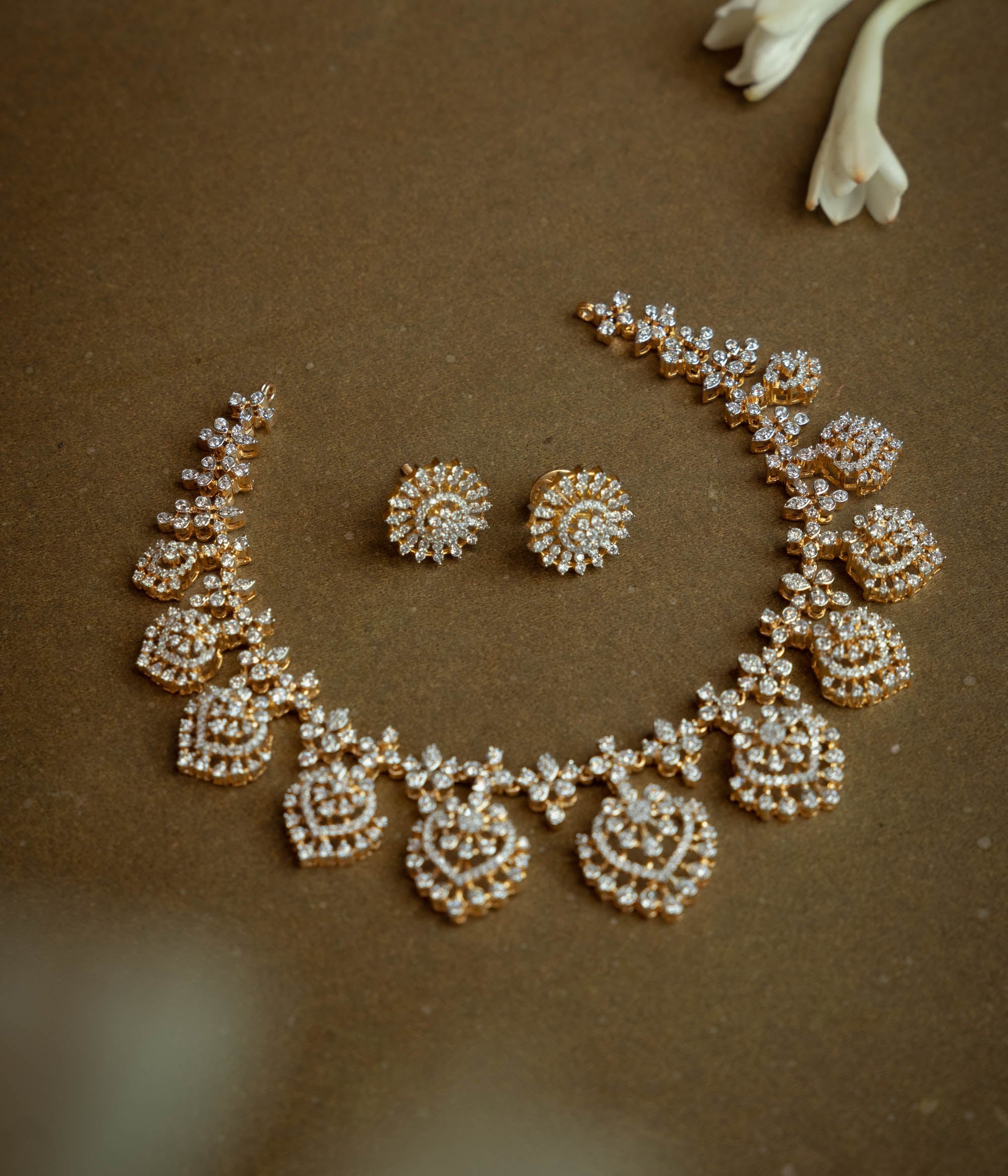 Stone Necklace with Swarovski Stone, themed around Charming.