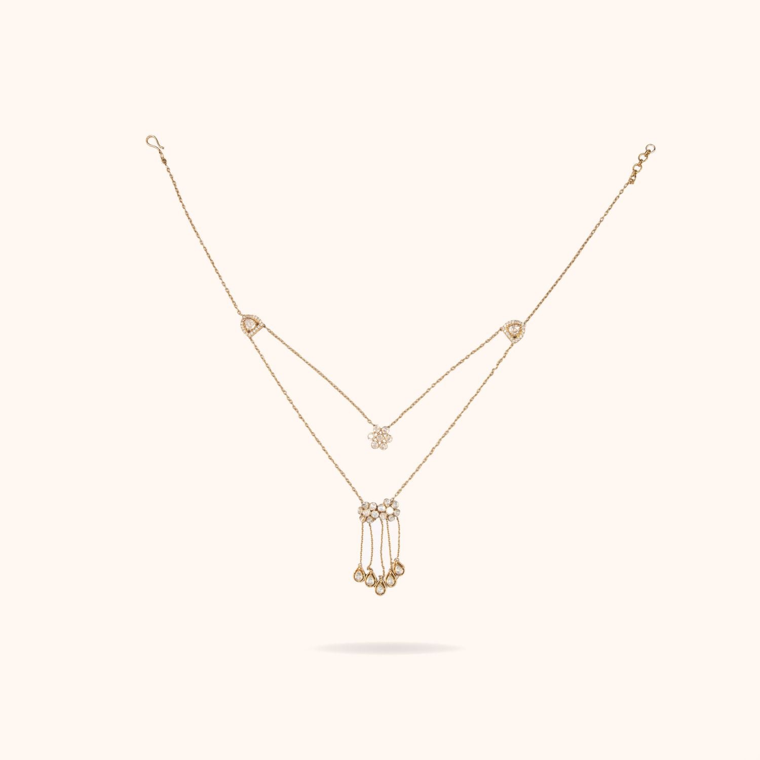 92.5 Sterling Silver Sia Elegant Two line Moissanite Minimal Pendant Chain Gold Plated