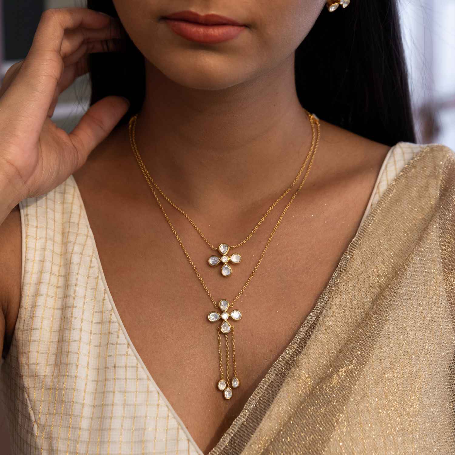 Sia Floral Two Line Dew Drop Chain
