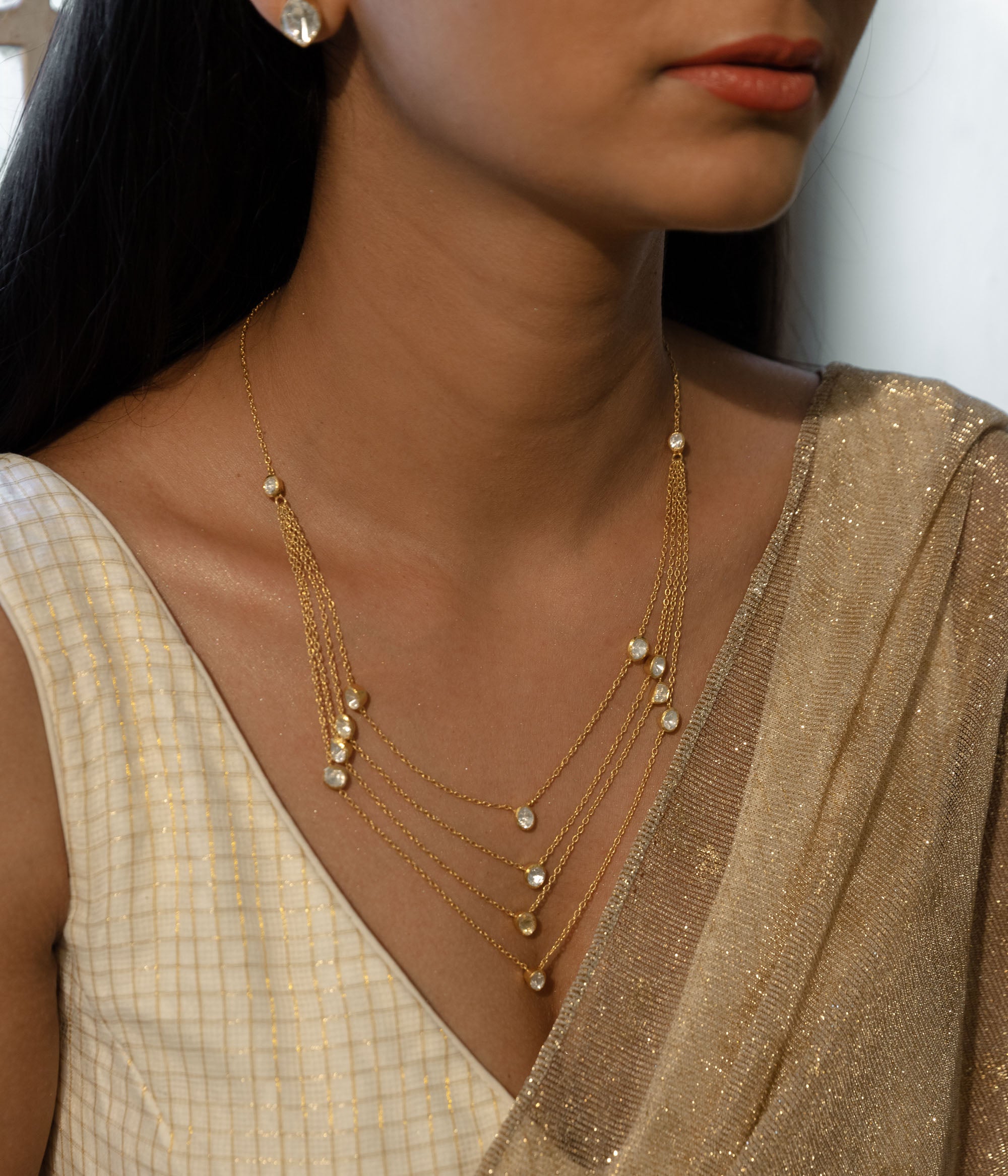 Sia Multi Layer Scatter Classic Moissonite Chain
