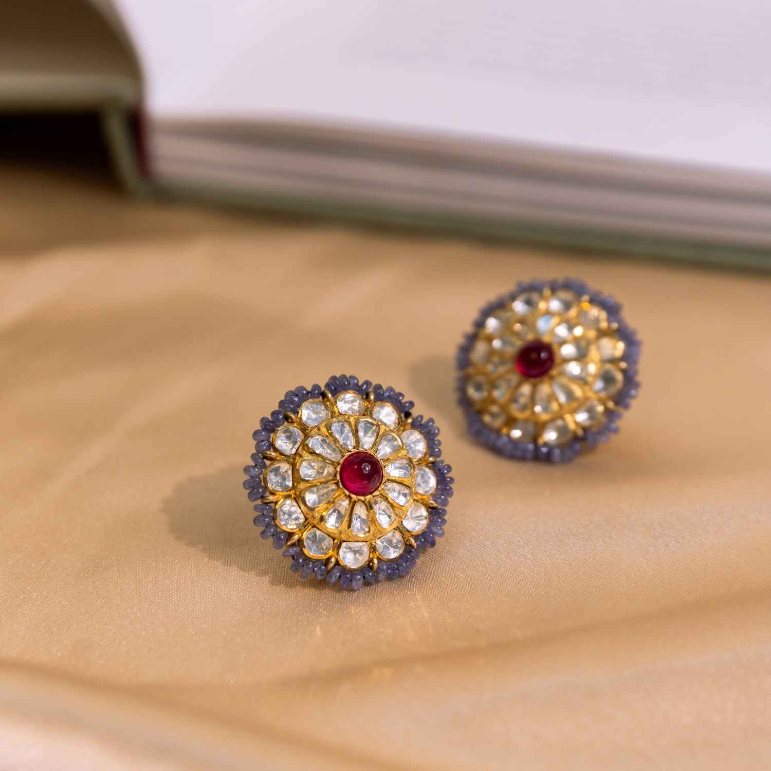 Sia Traditional Minimal Moissanite Red Stone Studs