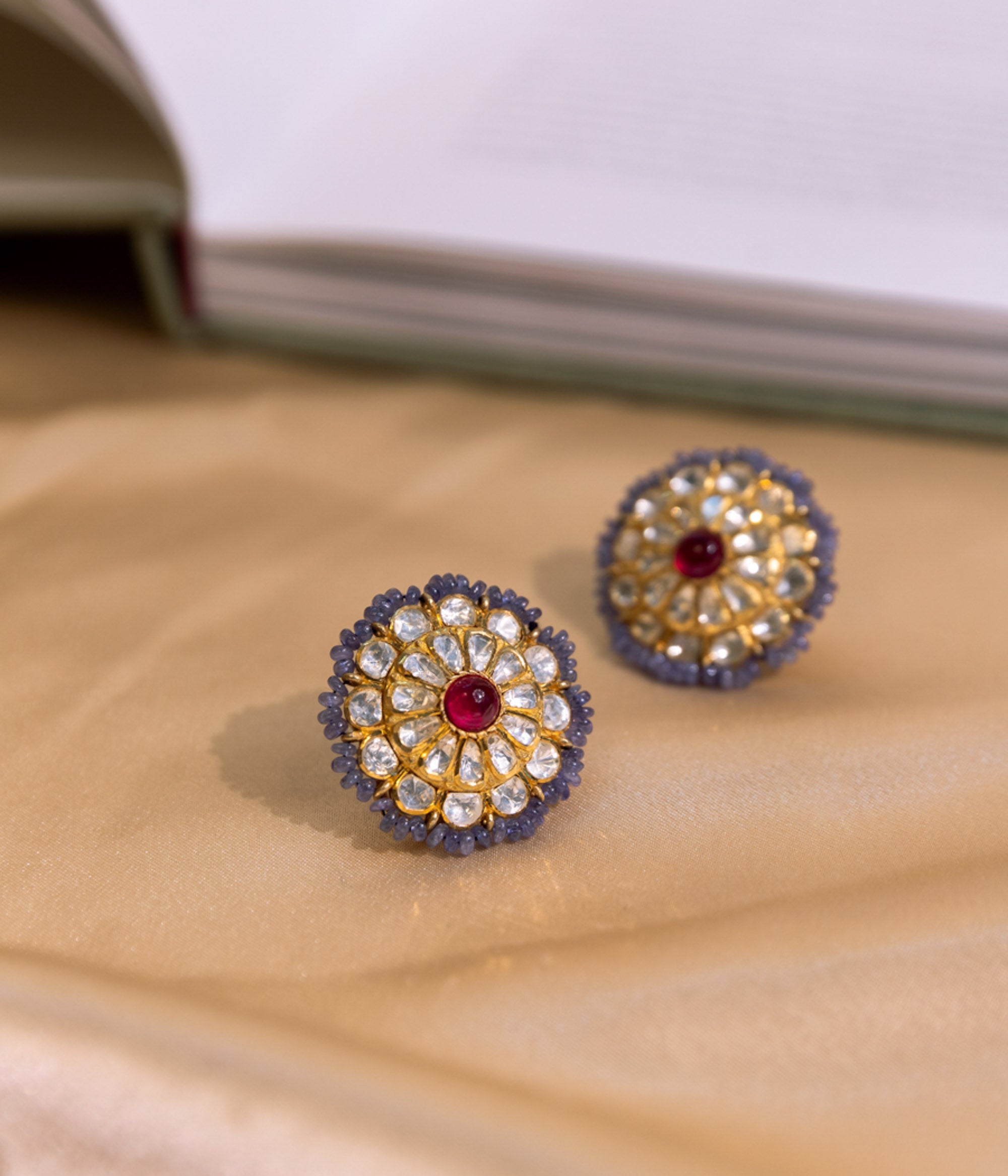 Sia Traditional Minimal Moissanite Red Stone Studs