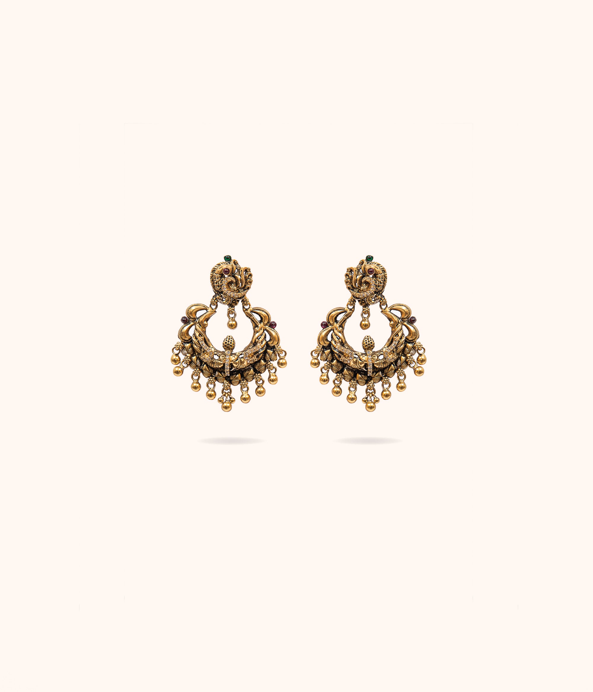 Sigi Traditional Peacock Chandbali Earrings