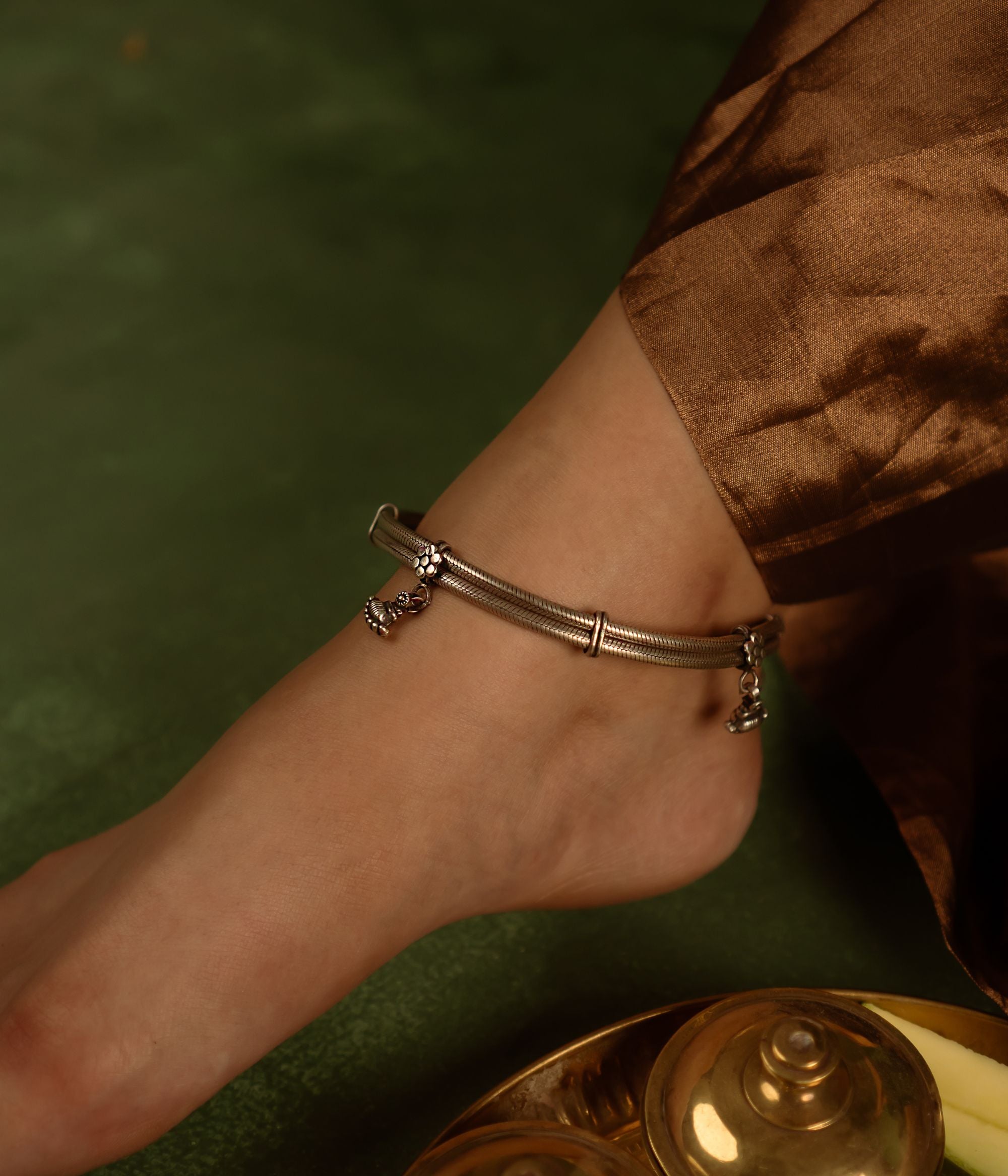 Traditional Silver Foot Jewelry Rubra Anklet Chennai