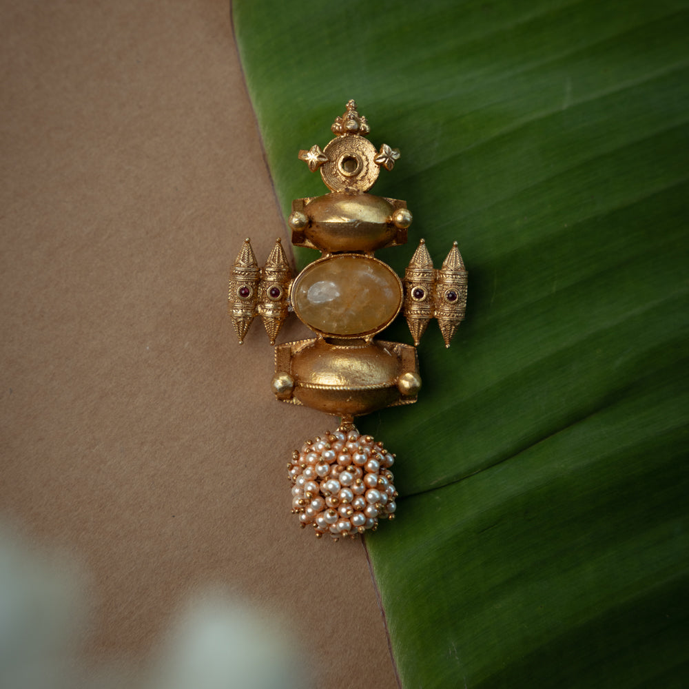 Trible Pendant with Red Spinal Stone and Preals, themed around Goddess.