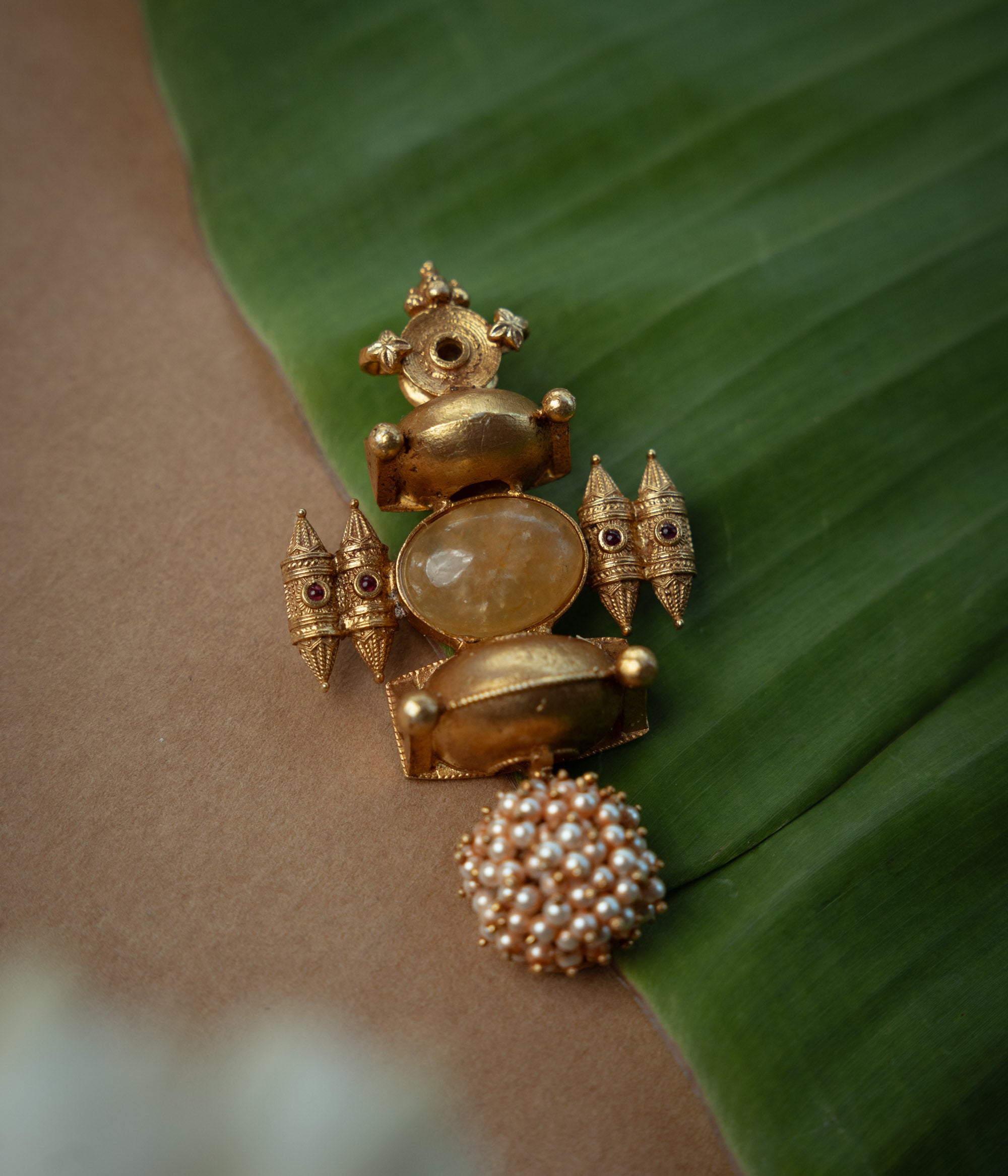 Trible Pendant with Red Spinal Stone and Preals, themed around Goddess.