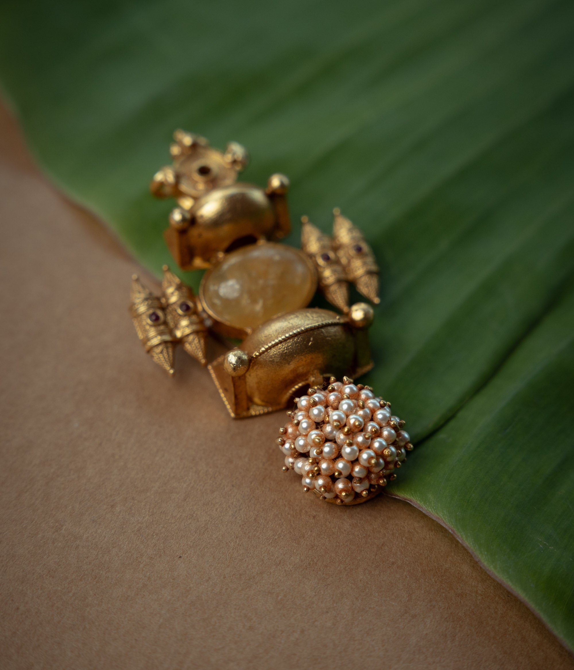 Trible Pendant with Red Spinal Stone and Preals, themed around Goddess.