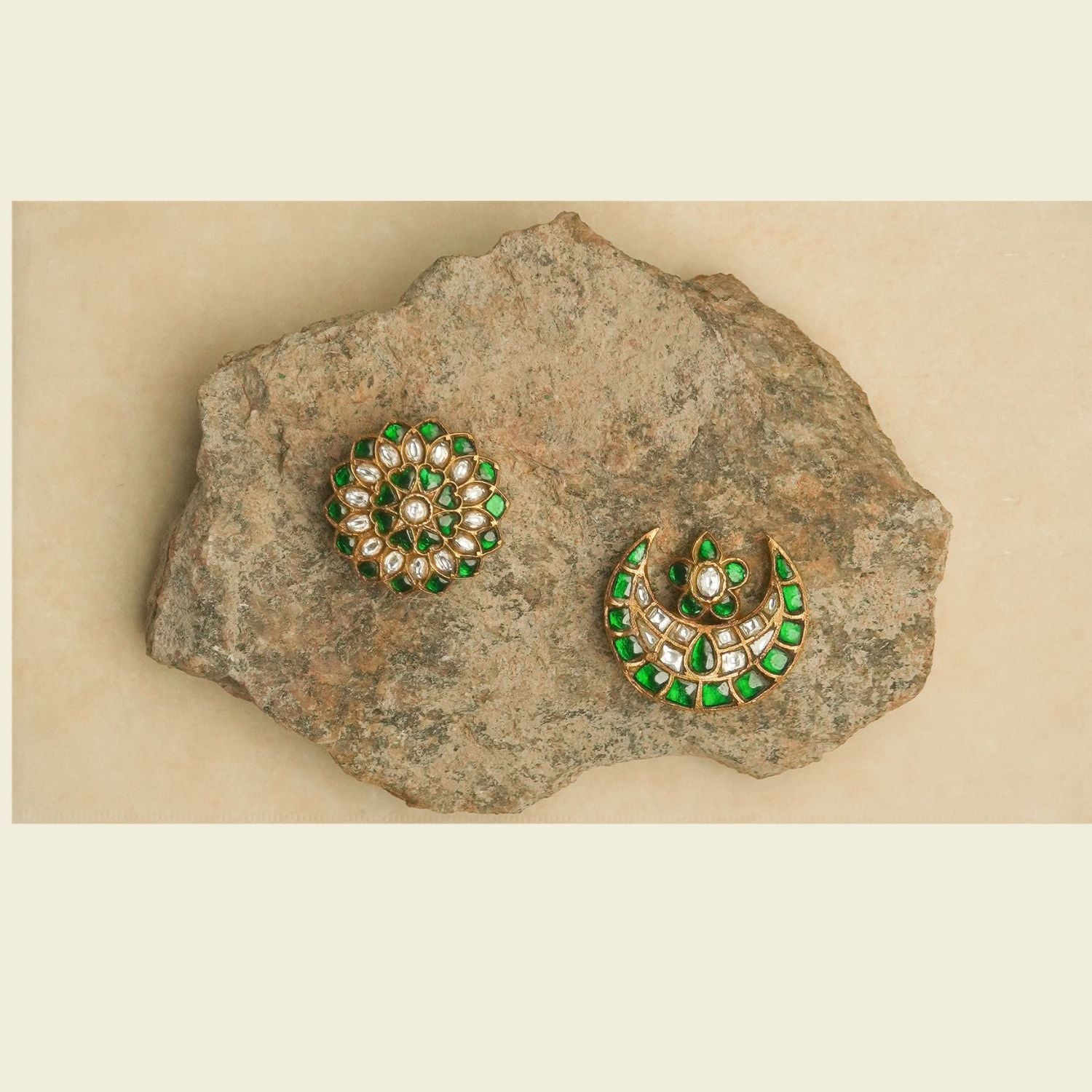 Divyam green Suryan Chandran silver hairpin