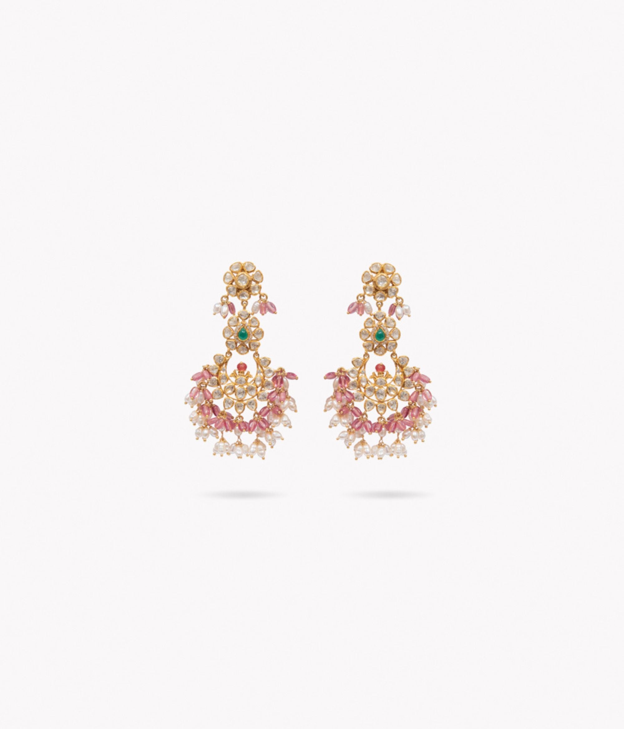 Siappa Pink Beads and Rice Pearls GuttaPusalu Earrings