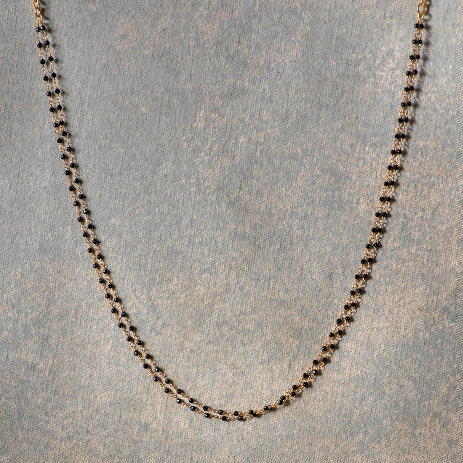 Two Line Black Crystal Bead Chain
