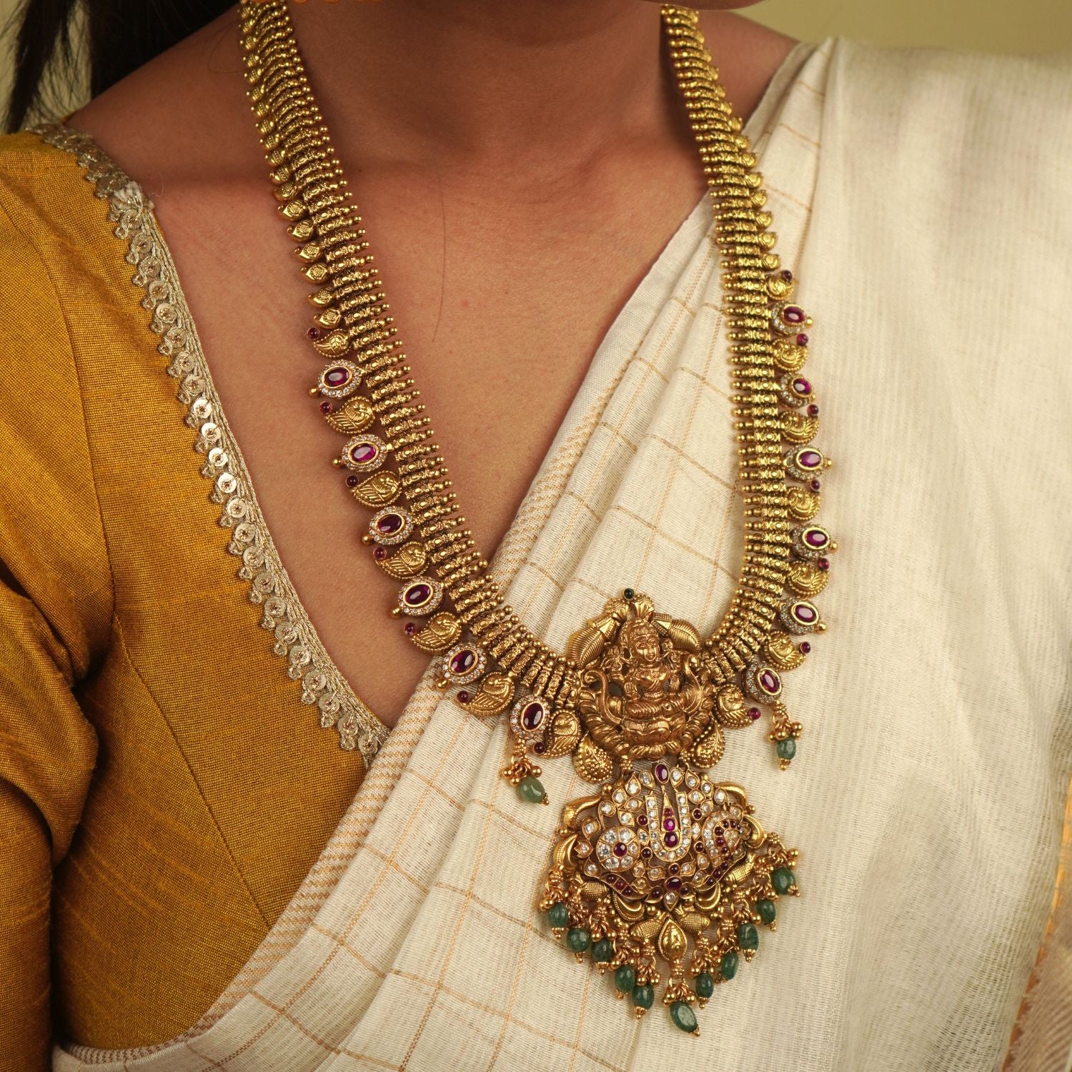 Lapa Temple Nakshi Lakshmi Balaji Long Necklace