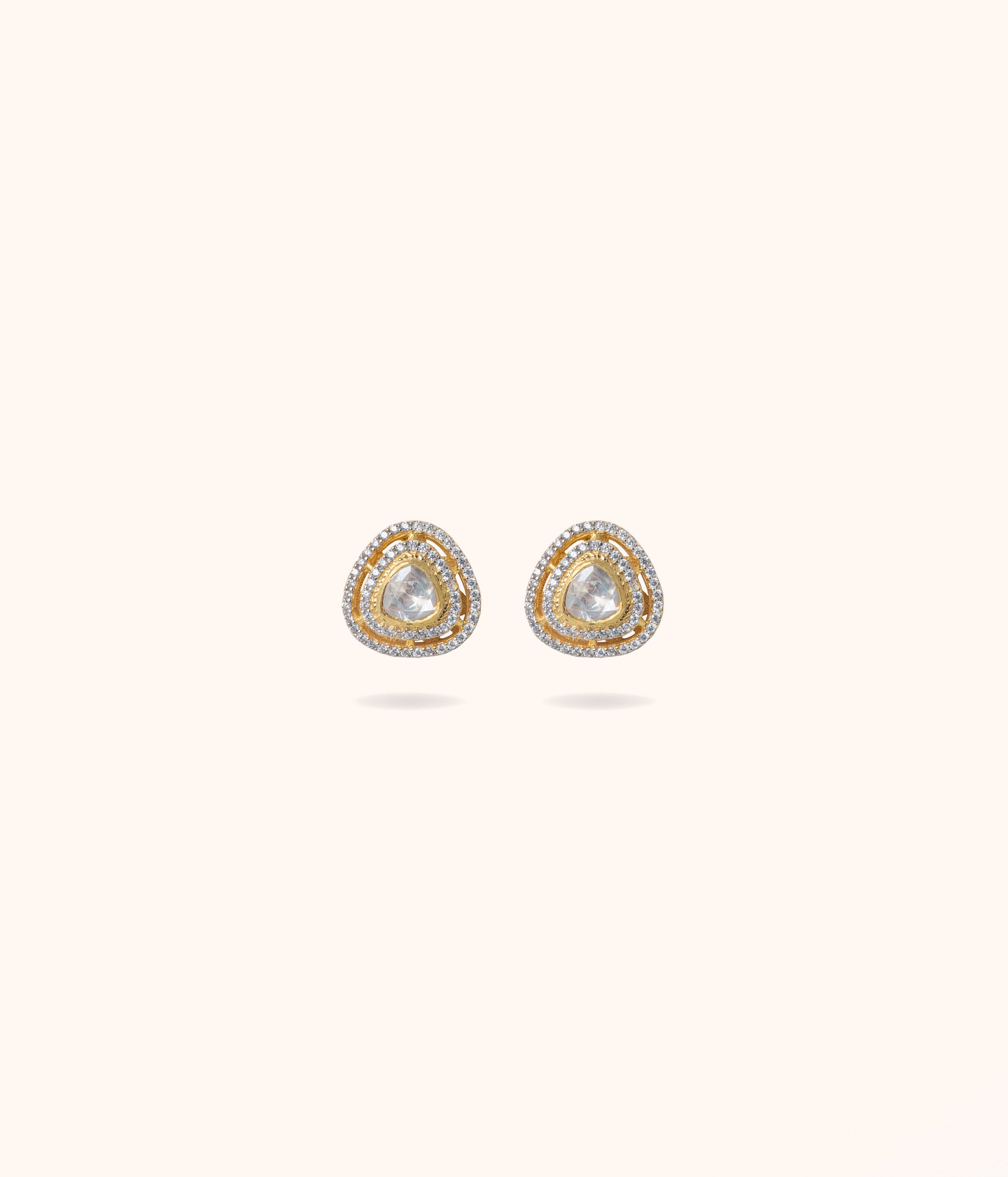 Vahini Classic Triangle Moissonite Gold Plated Silver Earrings