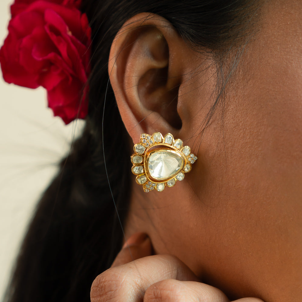92.5 Sterling Silver Zeba Earrings Gold Plated