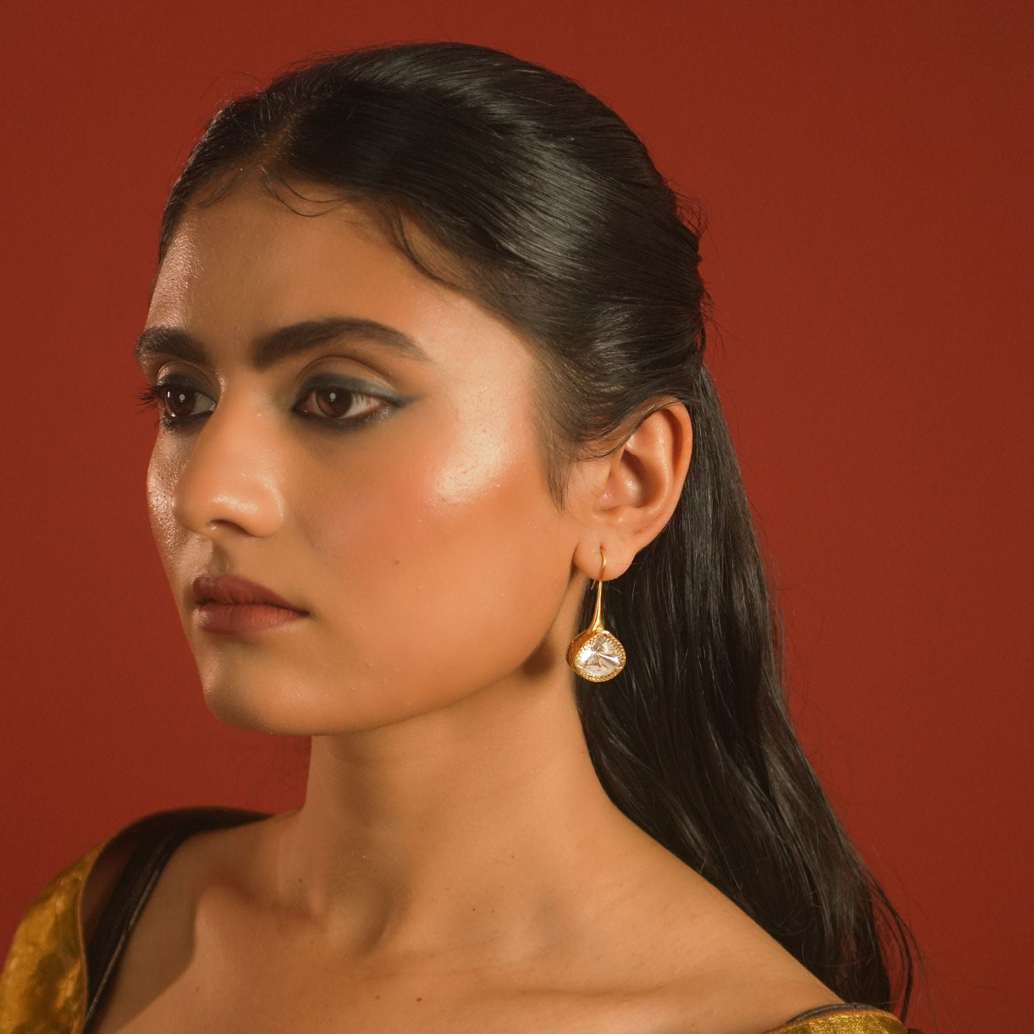 Moissanite polki Stud, uncut, stud 92.5 silver jewellery, HOOK