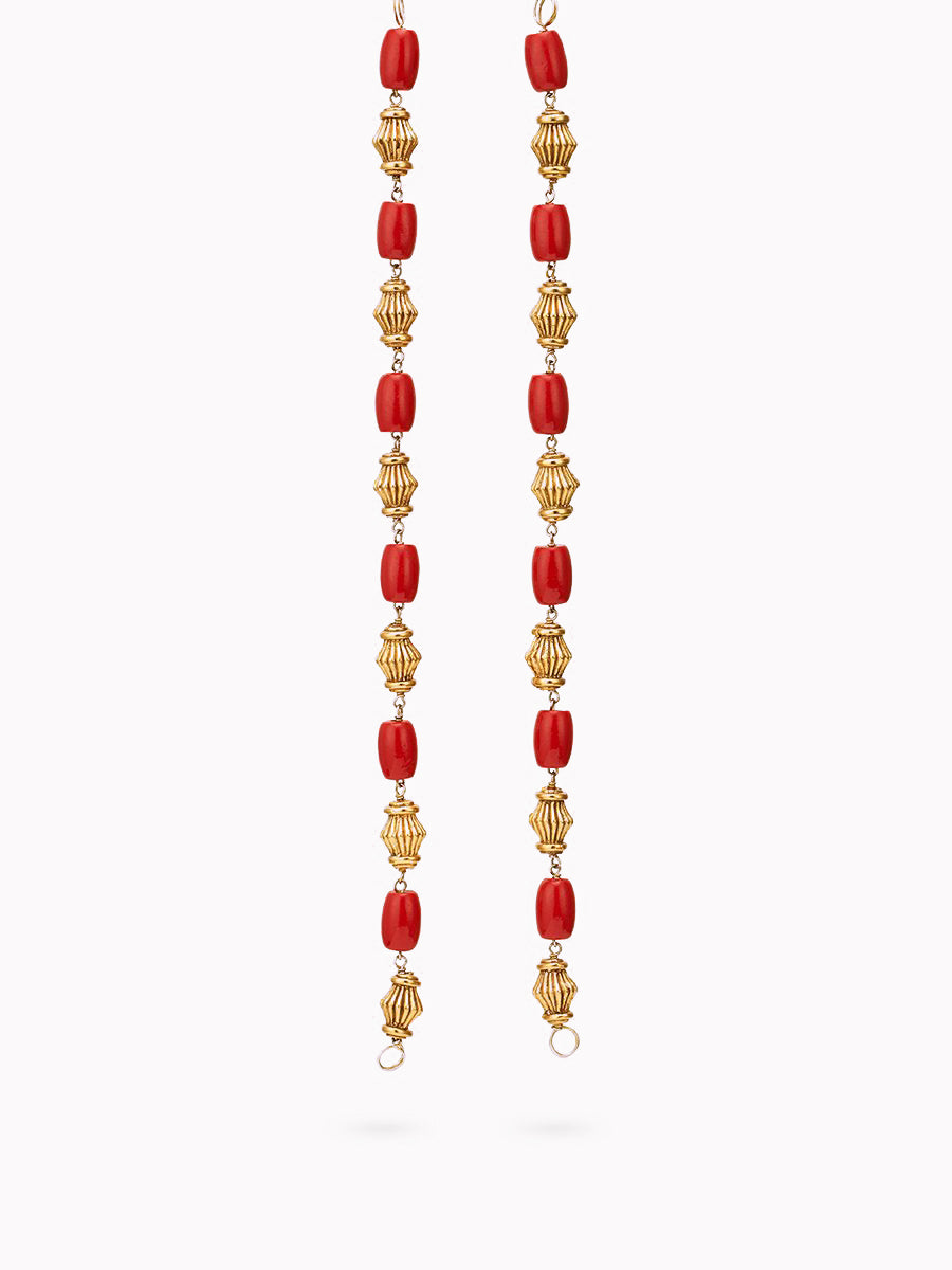 Antique Coral Bead Chain Link