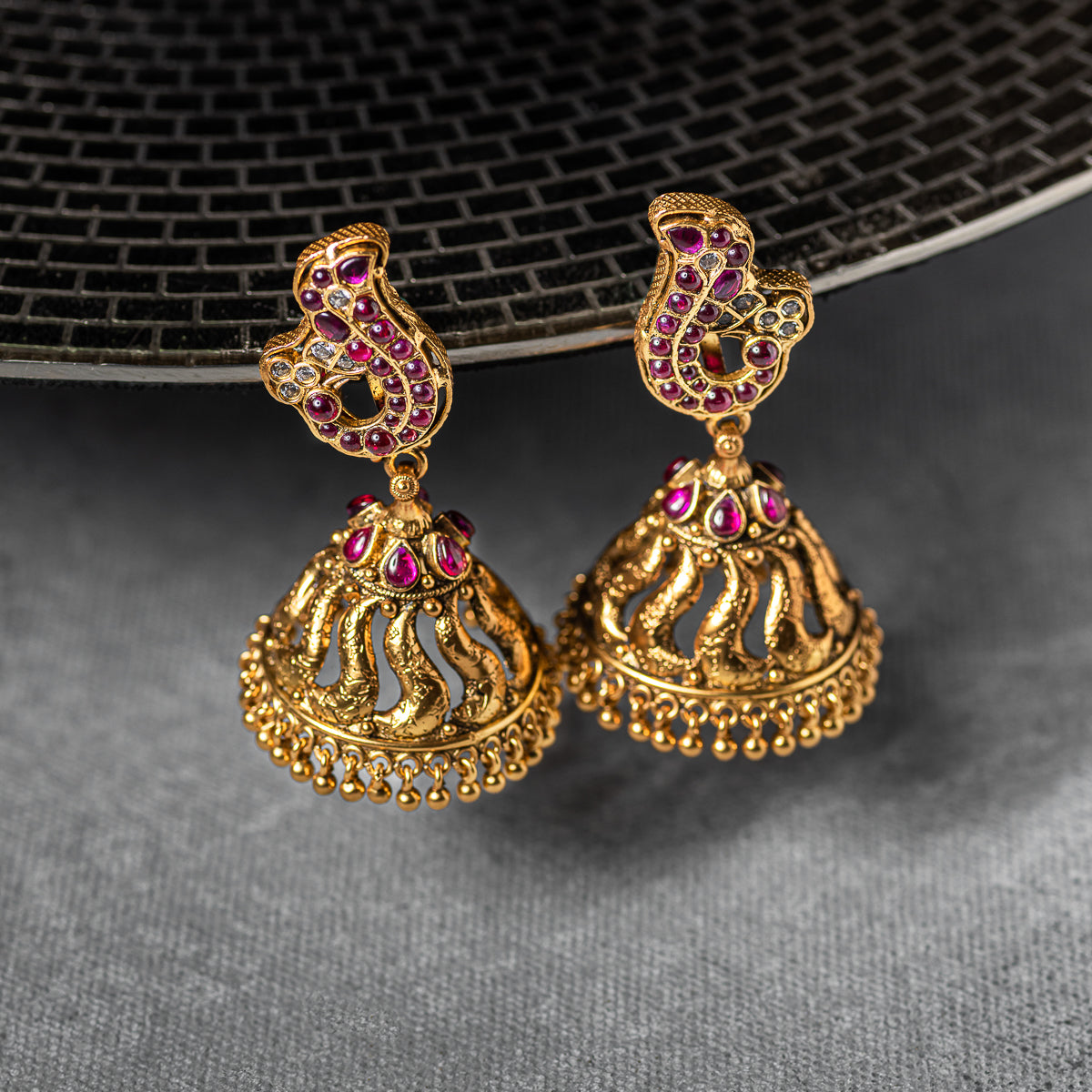 92.5 Sterling Silver Kalika Temple Earring Gold Plated