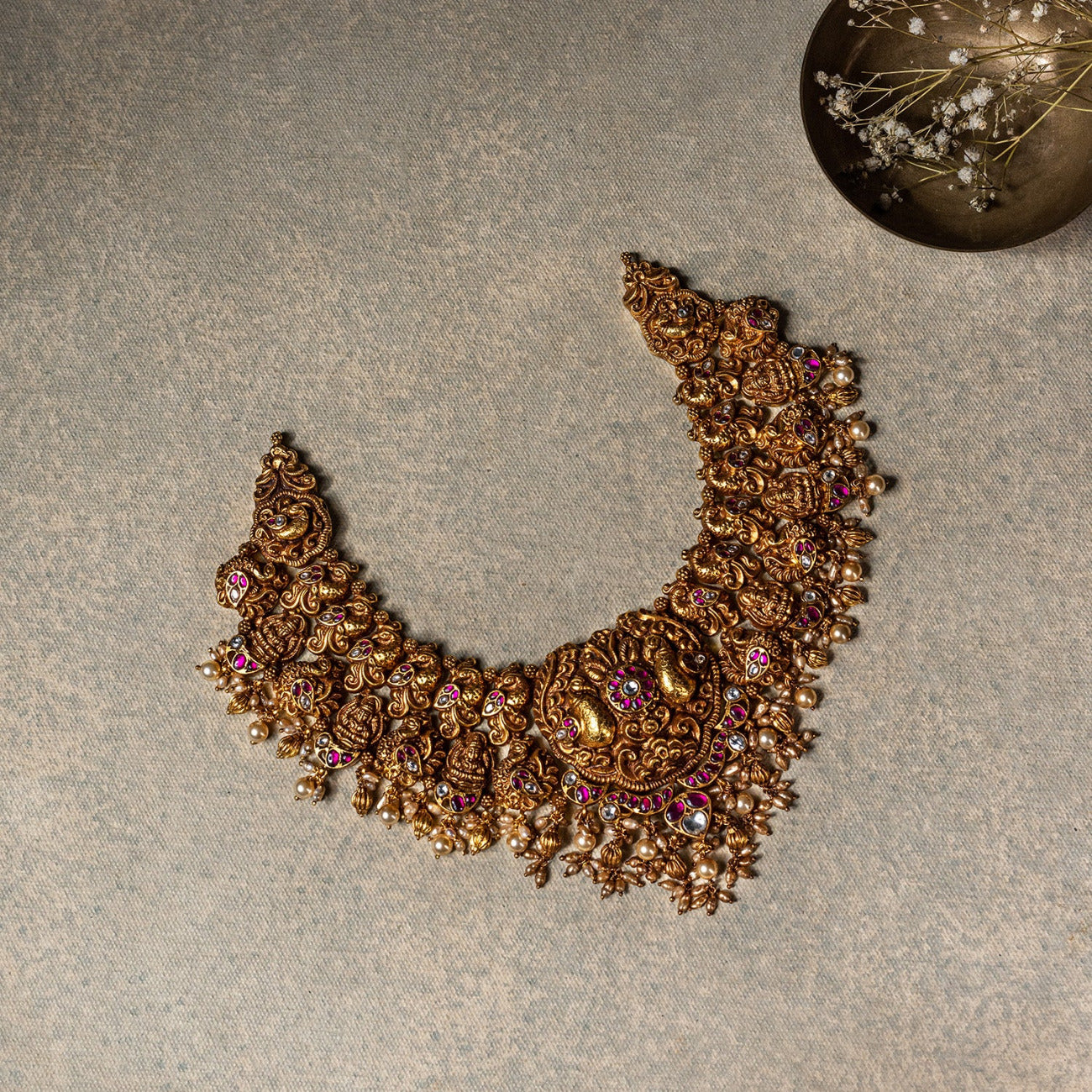 92.5 Sterling Silver Dhoola Necklace Gold Plated
