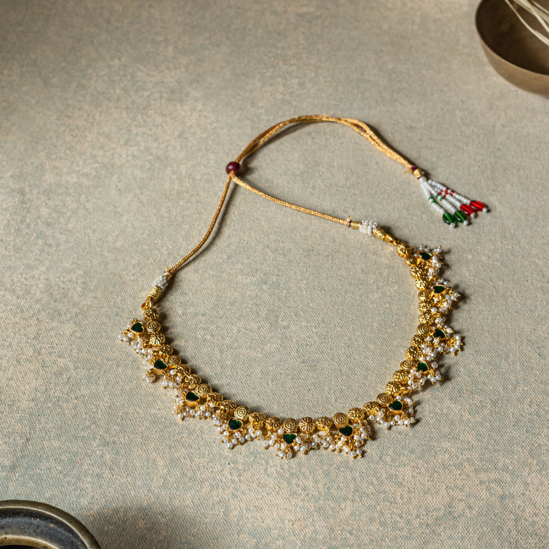 92.5 Sterling Silver Bozi Temple Necklace Gold Plated