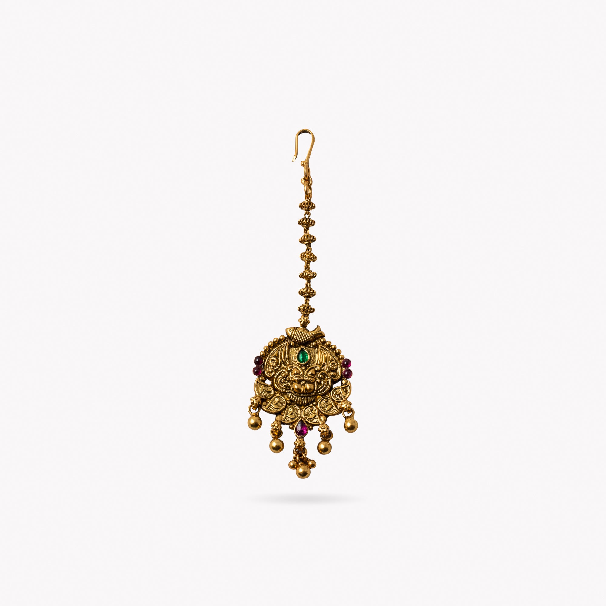Samiksh Antique Nakshi Gold Plated Silver Tikka