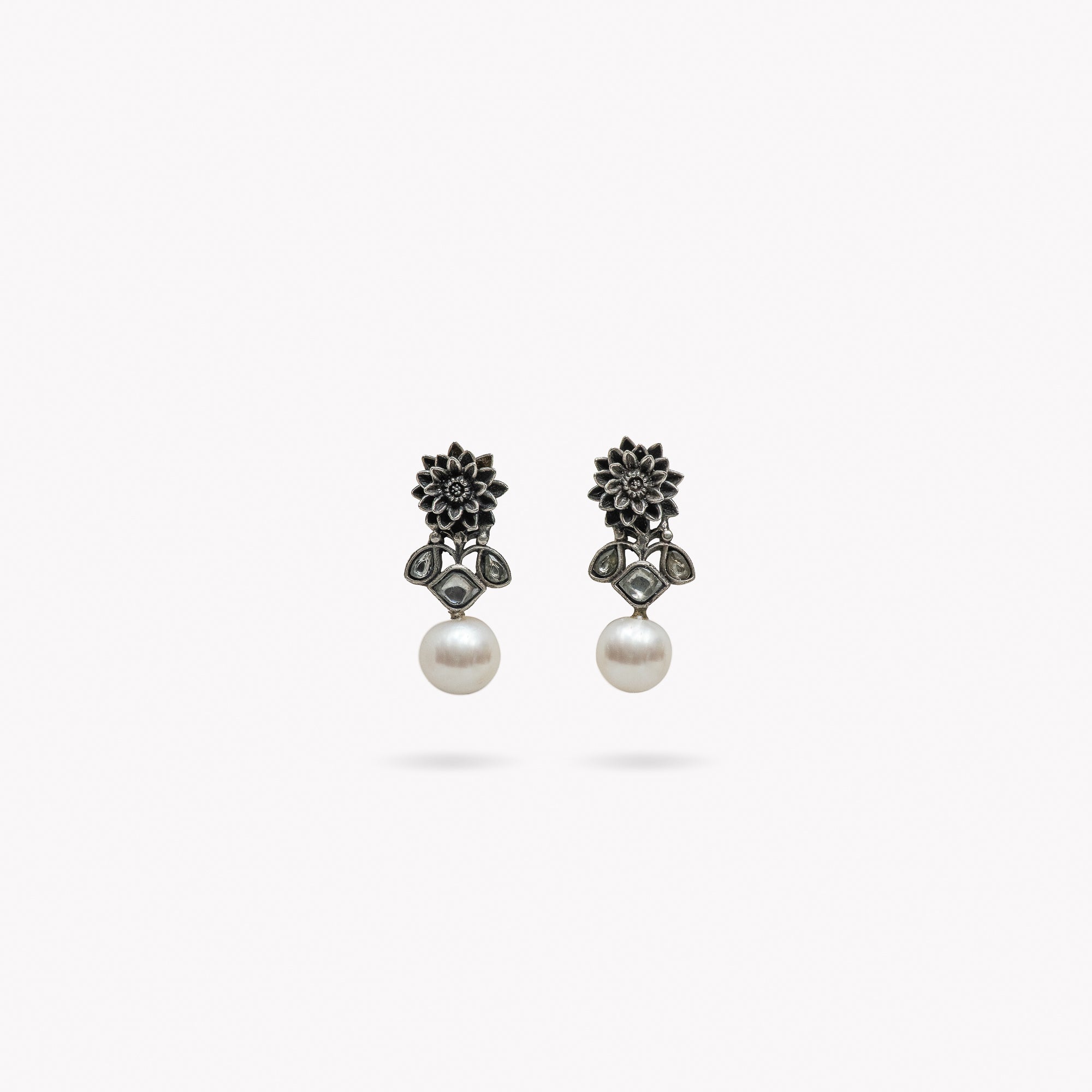 Tassu Oxidised Pearl Earrings