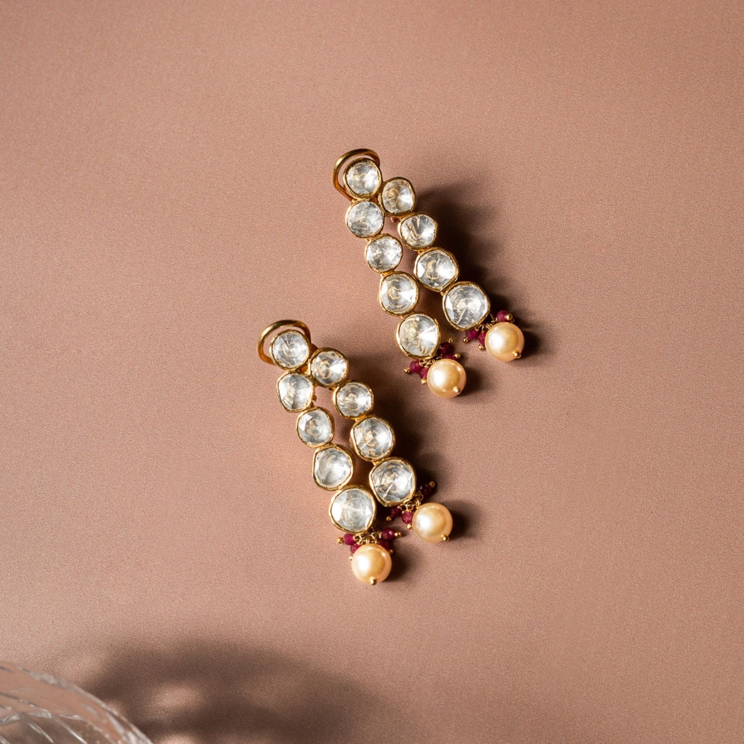 92.5 Sterling Silver Dhara Polki Earring Gold Plated