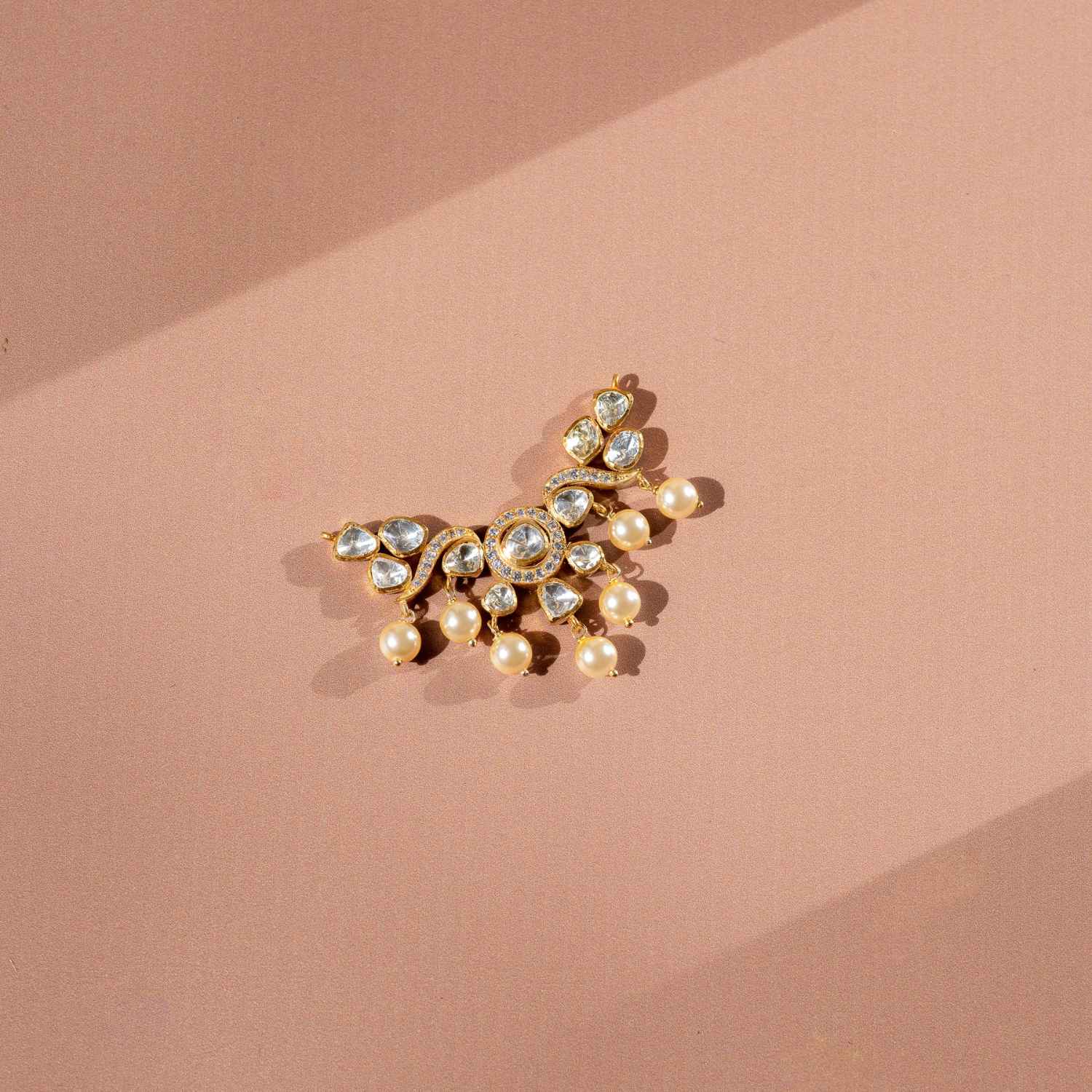92.5 Sterling Silver Flo Polki Pendant Gold Plated