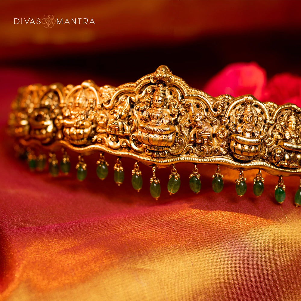 92.5 Sterling Silver Jambhini Temple Hip Belt Gold Plated