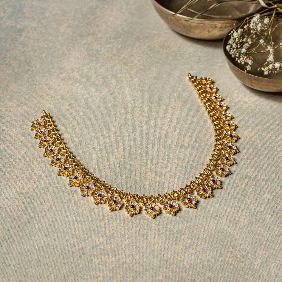 92.5 Sterling Silver Josi Stone Necklace Gold Plated