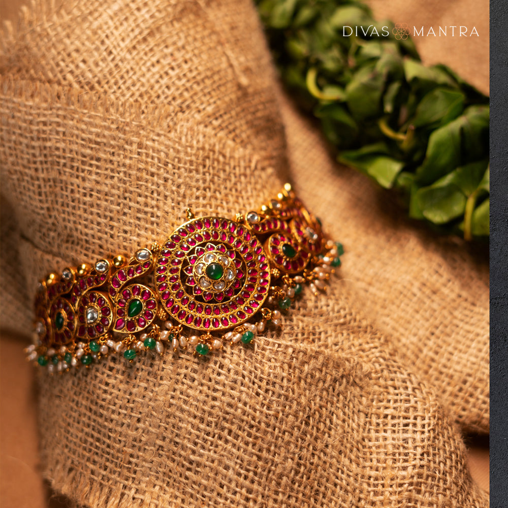 92.5 Sterling Silver Kalyani Kundan Choker Gold Plated