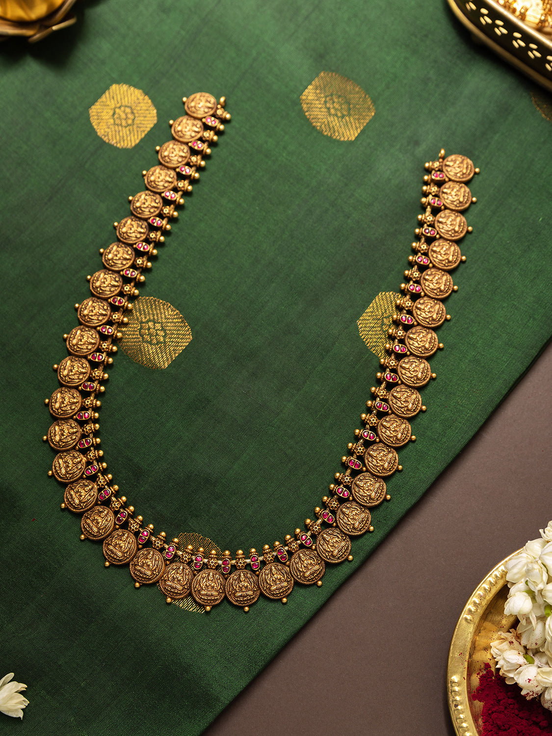 Swara Lakshmi Antique Coin Nakshi Silver Long Necklace