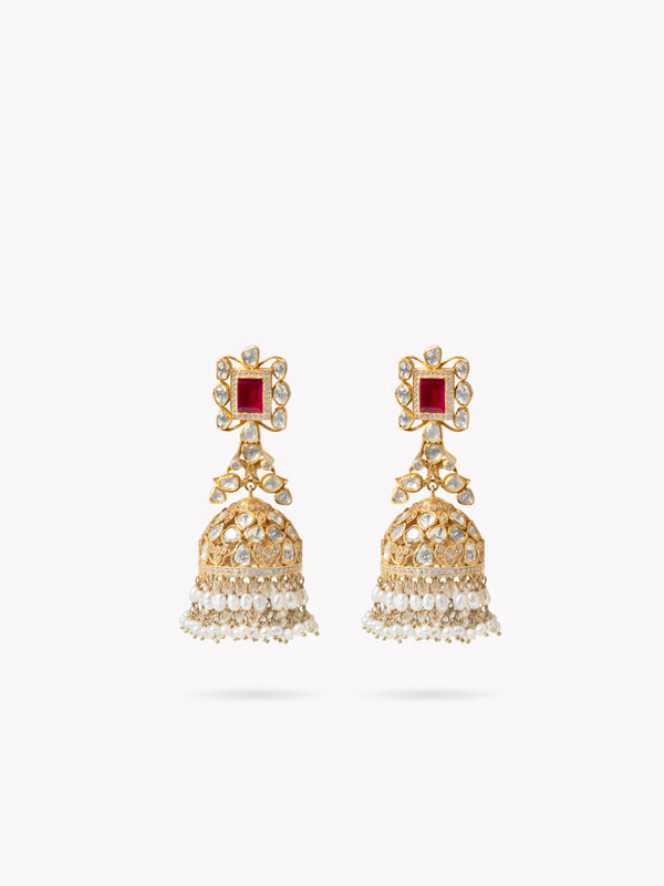 Resica Red Moissonite Jhumka