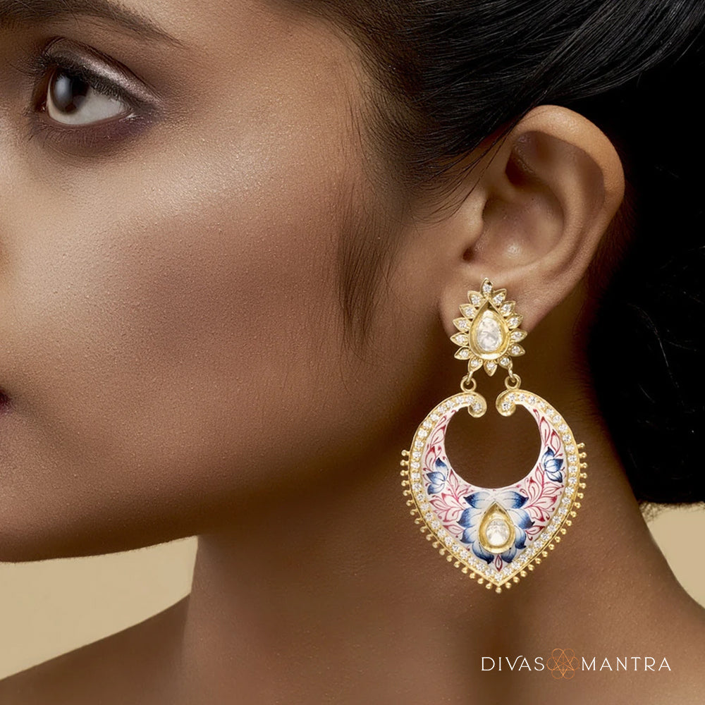 92.5 Sterling Silver Shades of Indigo Earring Gold Plated