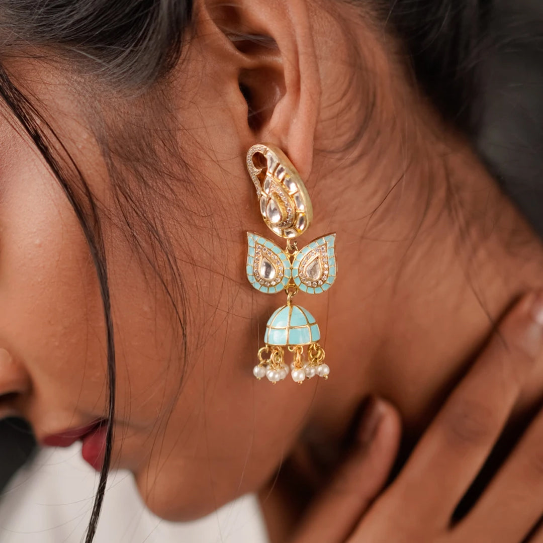92.5 Sterling Silver The Lazuline softness Earrings Gold Plated