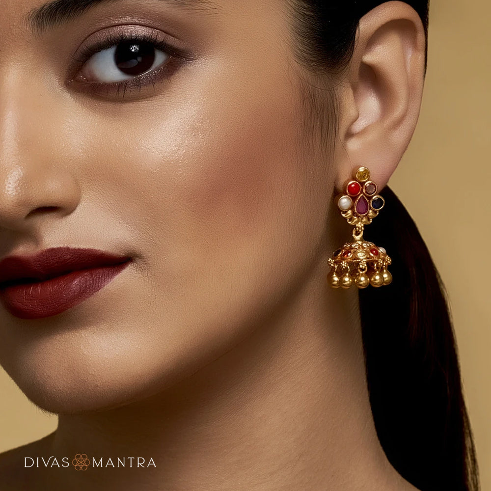 92.5 Sterling Silver The Palmy Ratna Earring Gold Plated